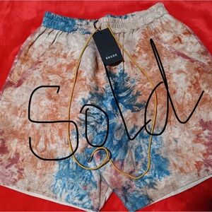 Rhude Red Blue Orange Tie-Dye Athletic Shorts